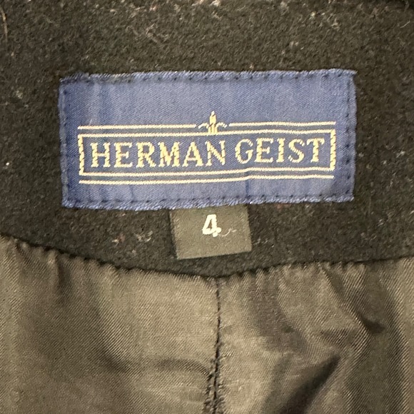Vintage Herman Geist Women's Pea Coat Size 4 Black 100% Pure Wool Double Breaste - Picture 2 of 9
